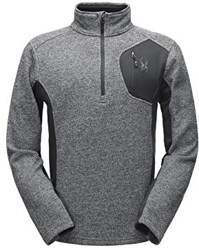 Spyder Herren Bandit Half-Zip Stryke Fleece Pullover Jacke für Wintersport, Herren, Fleece-Oberbekleidung-Jacken, Men's Bandit Half Zip Stryke Jacket, SCHWARZ/Polar/SCHWARZ, Large