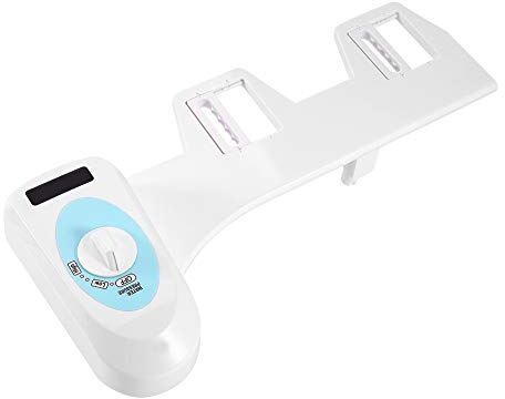 Bidet mit Warmwasser WC-Sitz, einstellbar Kaltwasser Spray, nicht elektrisch Bidet Dusche Toilette Bidet Toilettensitzaufsatz mit Einstellbarer Druckschalter und Winkel, Weiß