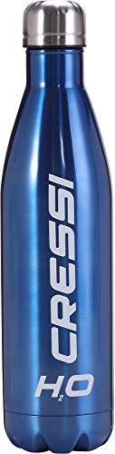 Cressi Unisex Erwachsene Water Bottle H20 Sportflasche aus Edelstahl 500 ml, Blau, 750 ml