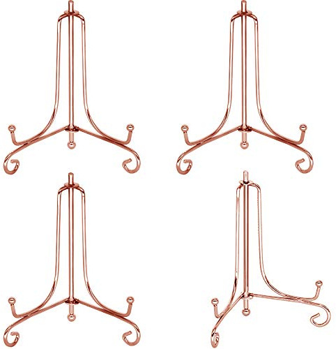 4 Inch Rose Gold Iron Plate stand Holder Easel Display stand for Plate，Picture，Photo and more,4 pcs.