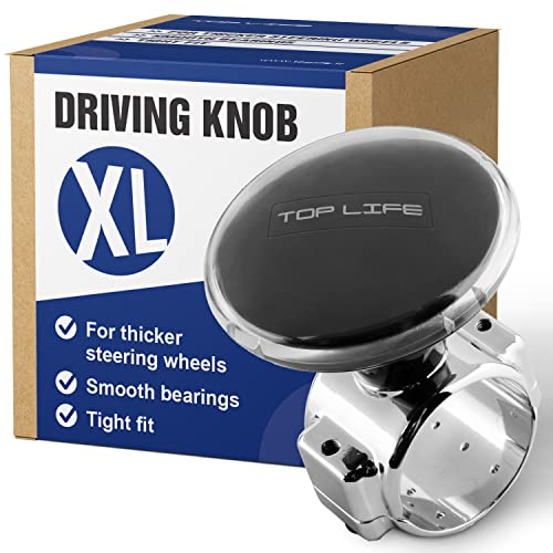 Top Life LKW Lenkradknauf – XL-Knauf speziell für Dicke Lenkräder – Für LKW, Van, Pickup, Sportlenkräder – Erleichtert das Fahren