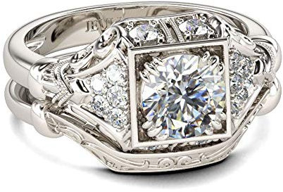 Jeulia Knot Sterling Silber Herren Band Rundschliff Diamant Ehering Band Statement Jubiläum Versprechen Ring für Frauen Männer mit Geschenkbox (50 (15.7))