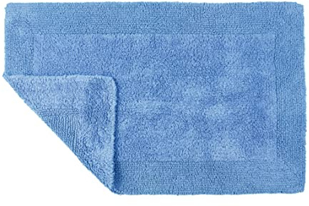 Allure Heavyweight Reversible Bath Mat, 100% Cotton, Super soft, Washable, Large Size 53cm x 85cm (Cornish Blue)