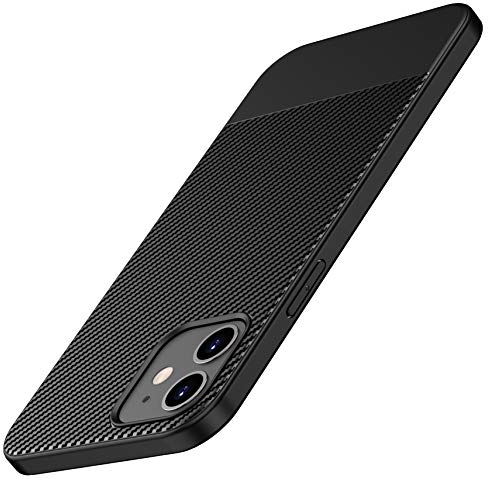 AVANA Hülle für iPhone 12 mini Schutzhülle Flexibles Slim Case Schwarz Bumper Silikon TPU Kratzfest Kohlefaser Cover Carbon Optik