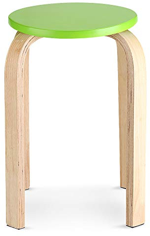 Ejoyous Runder Rutschfester Holzhocker, Hocker Sitzhocker Stapelhocker Küchenhocker Barhocker Rundhocker Sitzhocker Partyhocker für Küche Schlafzimmer Bar No Noise 45,5 x 30 cm (Grün)