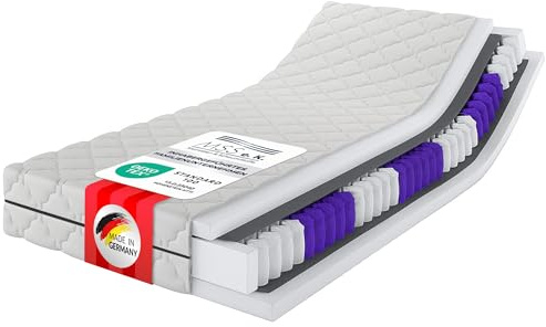MSS e.K. Tonnentaschenfederkernmatratze Medic Plus | 90x190 cm | Härtegrad H4 | ergonomische 7 Zonen Matratze | Höhe ca. 21 cm| Oeko-Tex Zertifiziert | Made in Germany