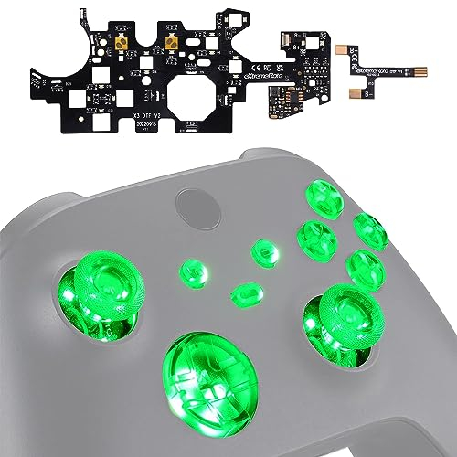 eXtremeRate Multicolori Tasti Luminosi Ricambio per Xbox Series X S Controller Dpad Analogici Pulsanti DTF LED Kit per Xbox Series X S Joystick Model 1914(Senza Controller)-Trasparente