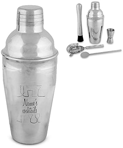 Juego de coctelera grabada personalizable, con cualquier nombre