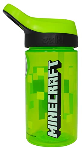 Minecraft Atlantic Creeper Drinks Bottle | Eco Freindly BPA-free Plastic School Water Bottle with Removable straw, spills Proof | Gift for Minecraft fan | Officially licensed Merchandise 450ML