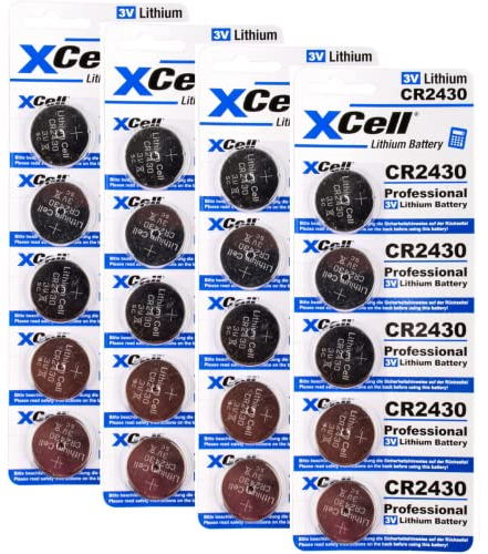 20er Set CR2430 Lithium-Knopfzelle 3V / 290mAh (4x5er Pack) Lithium Hochleistungs- Batterie für professionelle Anwendungen