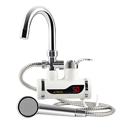 RUBINETTO CON SOFFIONE DOCCIA ELETTRICO,CALDO ISTANTANEO,DISPLAY DIGITALE Bianco