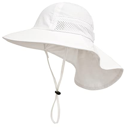 SEYUFN Baby Sonnenhut Mädchen Jungen Halskappe Kinderschutz Eimer Hüte Atmungsaktiver Baby Mädchen Strandhut Kleinkind Sommerhut (S(6-24 Monate), C-Weiß)