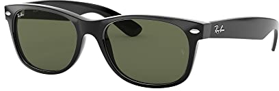 Ray-Ban Gafas de sol New WAYFARER RB 2132 Black/G- Classic Green 52/18/145 unisex, Negro y verde., 52