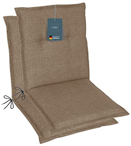 LILENO HOME Gartenstuhl Auflagen als [2er Set - Niedriglehner] in Hellbraun - Bequeme Liegen als Sitzauflagen für Gartenmöbel - Stuhlkissen für Gartenstühle und Klappstühle