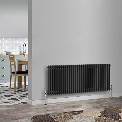 NRG 600 x 1460mm Traditional Black Horizontal Cast Iron Style Radiator Double Panel