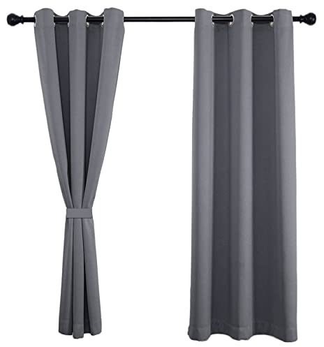 Sichtschutz Vorhänge in Premium, Lange Gardinen, Thermisch isoliert, schalldämmend, energieeffizient für Wohnzimmer Schlafzimmer Küche 1Stück 80x120cm(H x B)-Hellgrau