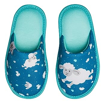 Dedoles Hausschuhe Damen Herren & Kinder Memory-Foam viele lustige Designs Einhorn Musik Regenbogen Comics Spiele Geschenk, Farbe: Schäfchen zählen, Gr.: 32-33 EU