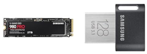 Samsung 980 PRO M.2 NVMe SSD (MZ-V8P2T0BW), 2 TB, PCIe 4.0, 7,000 MB/s Read, 5,000 MB/s Write, Internal Solid State Drive & flash drive Gunmetal Gray 128 GB
