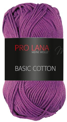 Frida's Wollhaus Pro Lana 50 g Basic Cotton Baumwolle Stricken Häkeln Wolle Basic-Garn 64 Farben (45 | Lila)