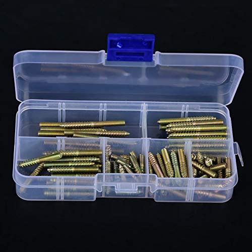 Dübelschraube, 110 Stück Doppelendige Verzinkte Eisenschraube Stockschraube M4 16 Mm 20 Mm 25 Mm 30 Mm 35 Mm 40 Mm Dübelschraube Holzbearbeitung Möbelverbinder, weiß