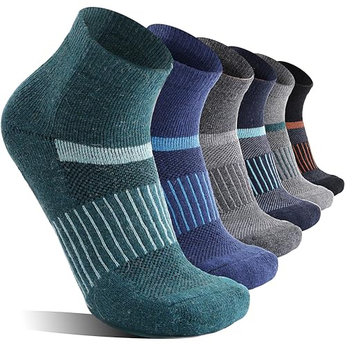 MOSEY KOSY 6 Paires de Chaussettes en Laine Mérinos pour Hommes et Femmes Thermiques Respirantes pour Randonnée Marche Course Travail et Hiver(Série Sombre,42-46)
