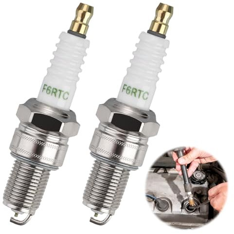2 Stück F6RTC Zündkerze Ersetzen, Autozündkerze kompatibel mit NGK BPR6ES Bosch WR6DC WR7DC Denso W20EPR-U MTD 951-10292 751-10292 Champion RN9YC RN10YC OEM-Ersatz für Autos Motorräder