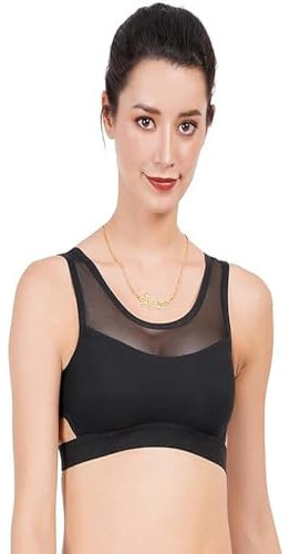 Stylesindia Sport-BH für Damen, nicht gepolstert, aus reiner Baumwolle, volle Abdeckung, bügelfrei, weiche Körbchen für T-Shirt, Kleid, Sport-BH, Schwarz, XX-Large