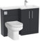 Level Bathroom Bundle Floor Standing Vanity Basin and WC Unit with Pan, Seat and Cistern - Right Hand - Dark Grey - Balterley