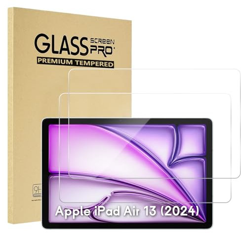 AsWant 2 Stück Panzer Schutz Glas für iPad Air 13 Zoll 2024 (M2), 9H Härte Schutzfolie Folie kompatibel mit iPad Air 13