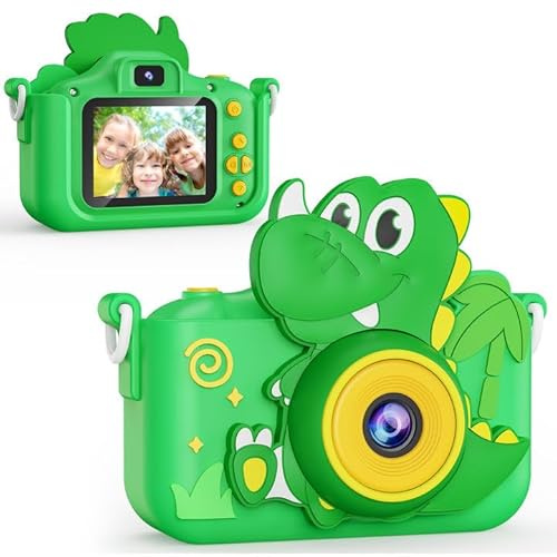 KOKODI - Digitalkamera Spielzeug für kleine Kinder, Geburtstag Dinosaurier für Kinder von 3-12 Jahren, HD 1080P Kamera für kleine Kinder, Spielzeug für Kinder von 3-9 Jahren mit Karte