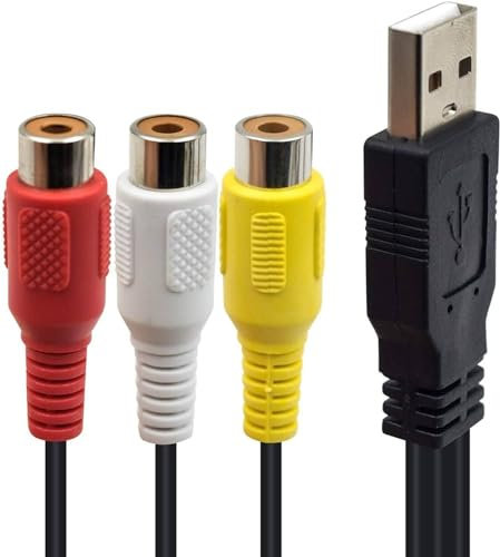 AYMBH USB 2.0 A Male to 3 RCA Female Splitter Adapter Cable Audio Video AV Composite Cord for Seamless AV to PC Connection Ideal for Camcorder TV Mac PC Viewing 25cm Length Maximum Signal Transmission