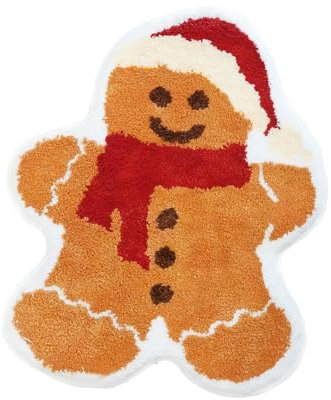 Marooma Weihnachts-Lebkuchenmann-Teppich, Niedliche Badematte, rutschfest, Weihnachts-Badeteppich, Weihnachtsmann, Schneemann, Weihnachtsbaum, Badvorleger, Winter, Weiche, (A)