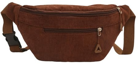 Cord Bauchtasche für Damen und Herren Gürteltasche Damen Verstellbarer Gurt Hüfttasche Bauchtasche Klein Brusttasche Bum Bags aus Cord für Outdoor Sport Laufen (Braun B)