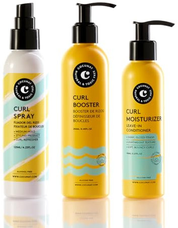 COCUNAT - Metodo Ricci - Booster Ricci + Crema Idratante Leave In + Spray Ricci - Gel Defininte - Fissatore Ricci - Anti Crespo - Attivatore Ricci - 250ml + 150ml + 125ml