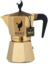 MOKAVIT Queen Cups 6 - Stovetop Espresso Maker for Induction, 3-Cup Moka Pot Espresso, Italian Coffee Maker, Espresso Coffee Maker - Made in Italy