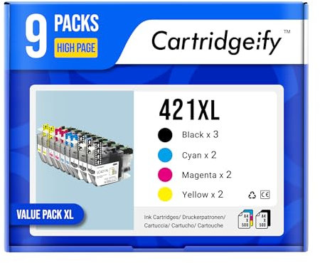 Cartridgeify LC421XL LC-421XLVAL Druckerpatronen Kompatibel mit Brother LC-421 LC421XL Patronen Multipack (3X Schwarz, 2X Cyan, 2X Magenta, 2X Gelb), für DCP-J1050DW MFC-J1010DW DCP-J1140DW