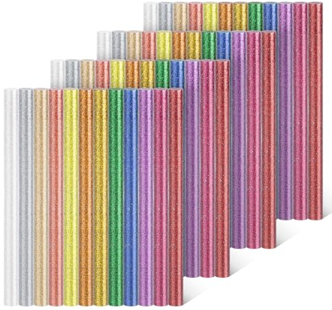Einfa Glitter Glue Sticks, 48 Pieces Cloured Glue Sticks 7mm for Glue Gun | Glitter Hot Glue Sticks 7mm x 100mm, 12 Cloured Fast Heating Glue Gun Sticks, Hot Melt Glue Sticks