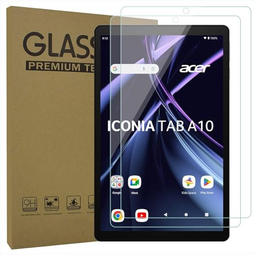 AKNICI Pellicola Protettiva per Acer Iconia Tab A10-21-A43P / A10-21-A7RM / A10-21-A0T7 Tablet 10,1 Pollici, Vetro Temperato Film, Ultra Trasparente/Anti-graffio/Durezza 9H, Pacco da 2