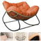 Egg Schaukelstuhl mit dickem Kissen für Schlafzimmer, Wohnzimmer, Veranda, Garten, Outdoor, Terrasse, Rattan-Webstuhl (klein, Orange)