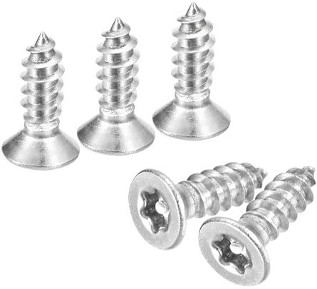 QUARKZMAN 60 Stück Senkkopf-Torx-Schrauben, M3 x 10mm Torx Holzschrauben 304 Edelstahl Sicherheitsschrauben mit Bit T10, Selbstschneidend, Diebstahlsicher für Holz, Mechanische (Silber)