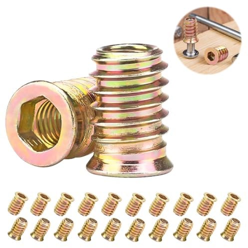 20 Pcs Socket Nuts, Threaded Insert Wood Insert Hex Socket Nuts, Hex Drive Head Furniture Nut for Wood Timber Furniture Carpenter DIY and Many Project(M6 (6mm) X 10mm)
