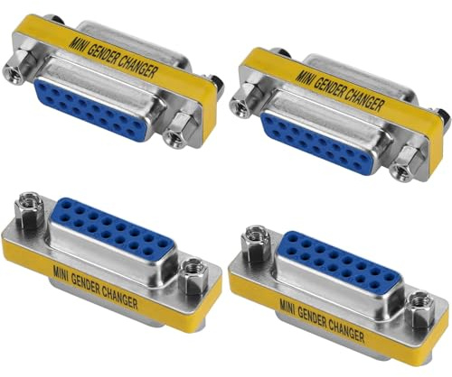 VISSQH 4 Stücke DB15 Buchse auf Buchse Koppler Adapter Stecker,DB15 15 Pin 2-reihig Gender Changer Seriell Adapter,für Datenübertragung und Geräteanschluss