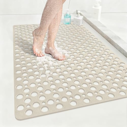 Shower Mat Non Slip Anti Mould: 60 x 90 cm Large Shower Mat for Inside Walk-in Shower Tray - Soft TPE Anti Slip Shower Mat for Bathroom Wet Floor - Machine Washable