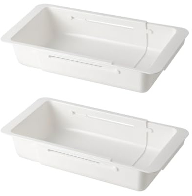 MiOYOOW Verstellbar Schubladen Organizer Box, 2 Stück Flexible Ausziehbare Schubladeneinsätze, Sortierboxen-Schubladen für Küchen-, Schlafzimmer- und Badezimmerutensilien