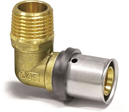 Pipetec Pressfitting Winkel Übergang 32x3 mm 1 Zoll Aussengewinde TH Kontur Verbundrohr, DVGW, TH-Profil