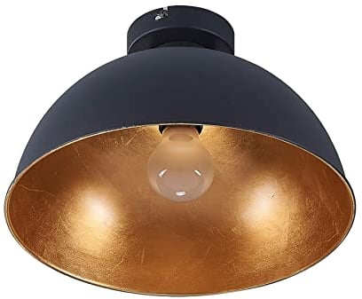 Lindby LED Deckenlampe Metall schwarz, gold matt Ø31 cm Deckenleuchte 1x E27 max. 60W ohne Leuchtmittel Deckenbeleuchtung Wohnzimmer Esszimmer
