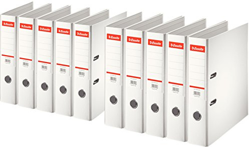 Esselte Plastik-Ordner Standard, DIN A4, 75 mm, auswechselbares Rückenschild (10er Pack, weiß)