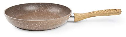 Excelsa Wood & Stone Bratpfanne antihaftbeschichtet, 20 cm, Aluminium geschmiedet, Braun