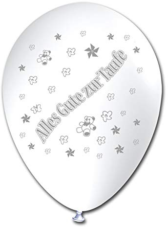 BWS - Verkauf durch luftballonwelt 10 Luftballons Alles Gute zur Taufe, Weiss, ca. 30 cm Durchmesser