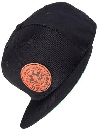 Bexxwell Snapback Cap mit Lederpatch (Schwarz)